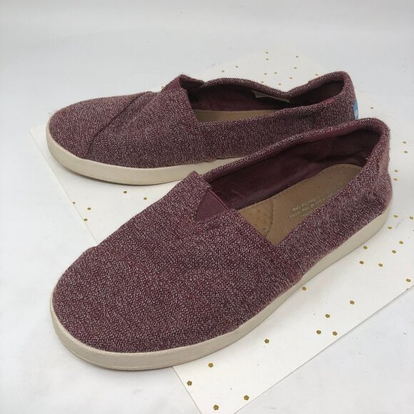 Toms Classic ALPARGATA Red/Burgundy Textured Shoes - Picture 3 of 7